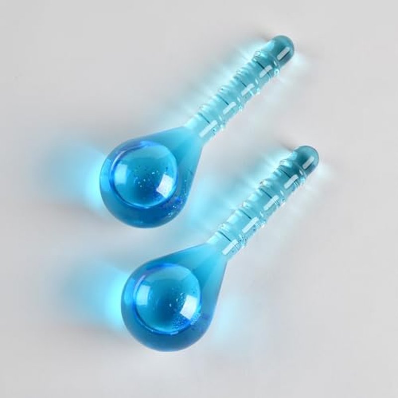Ice Globes for Face Eye, Facial Ice Globe Cooling Ball Skin Care Beauty Tool, Skin Care Icy Roller Reduce Eye Puffy Redness Smooth Wrinkles, Frozen Globes Cryo Stick for Home Spa Relax, Glitter Blue