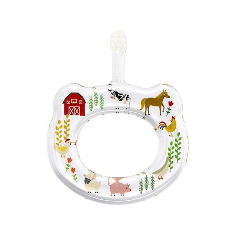 HAMICO Baby Toothbrush Gift Set Gentle, Extra- Soft Bristles for Baby’s First Toothbrush | Easy Grasp-No Overreach Infant Toothbrush | BPA Free| Baby Registry (Farm Animals & Wildflowers)