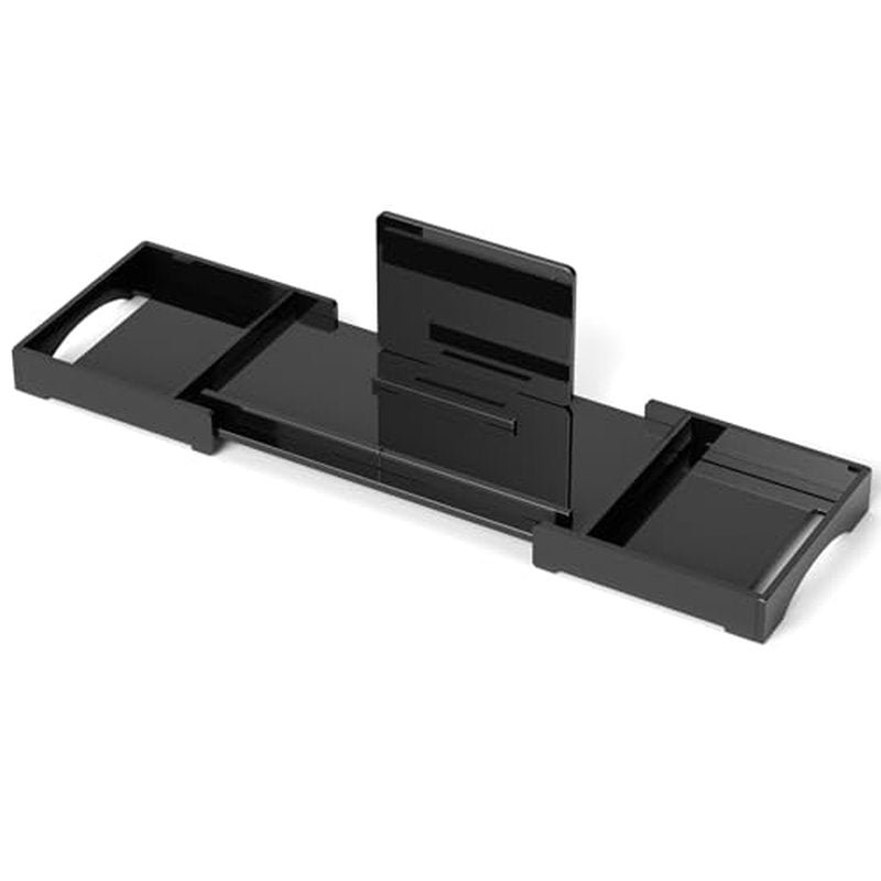 Kucle Expandable Acrylic Bathtub Tray - 18-32 Inches Bath Caddy Tray for Bathtub, Luxury Bath Tub Tray Table for Home Spa, Bath Tray for Tub, Bathroom Tub Accessory Birthday Gift for Her (Black)