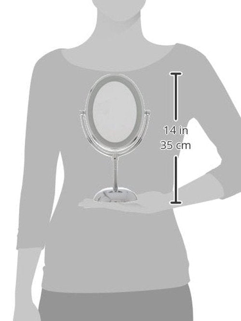 Conair Lighted Makeup Mirror, LED Vanity Mirror, 1X/7X Magnifying Mirror, Double Sided, Battery Operated in Polished Chrome