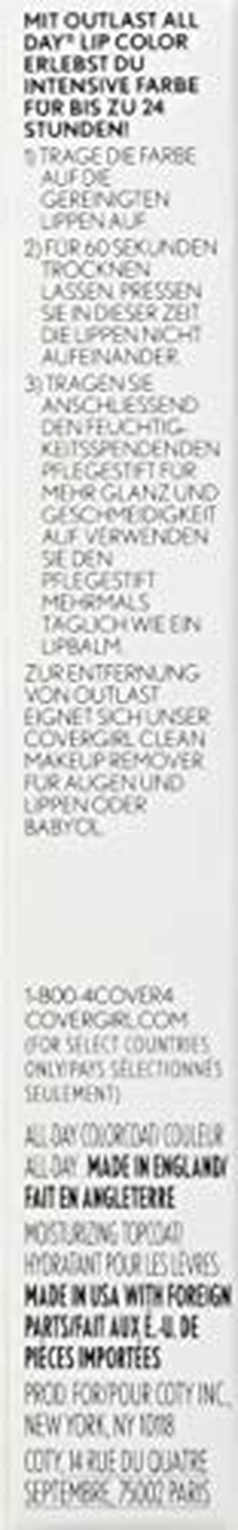 COVERGIRL Outlast All-Day Lip Color With Topcoat, Fuchsia Forever (Pack of 2)