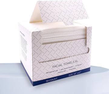 Disposable Face Towels - XL 100% Cotton Ultra-Soft Cleansing Wipes for Sensitive Skin | 50 Count, Odor-Free Makeup Remover