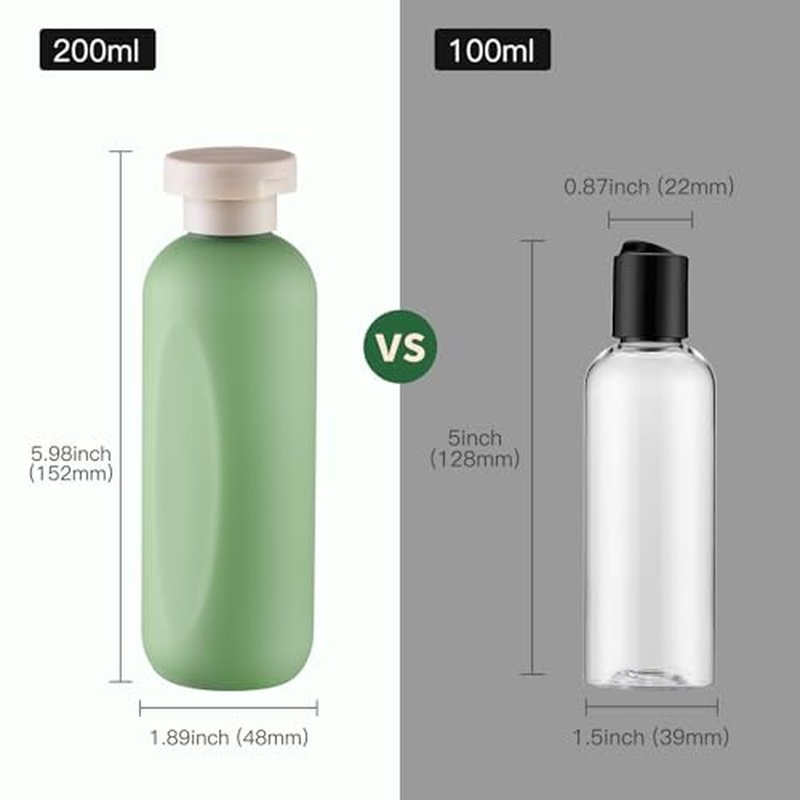 owlyee 6.7oz Travel Shampoo Bottle, Empty Plastic Squeeze Bottles with Flip Cap, 4PCS Lotion Container for Toiletries (200ml,Clear)