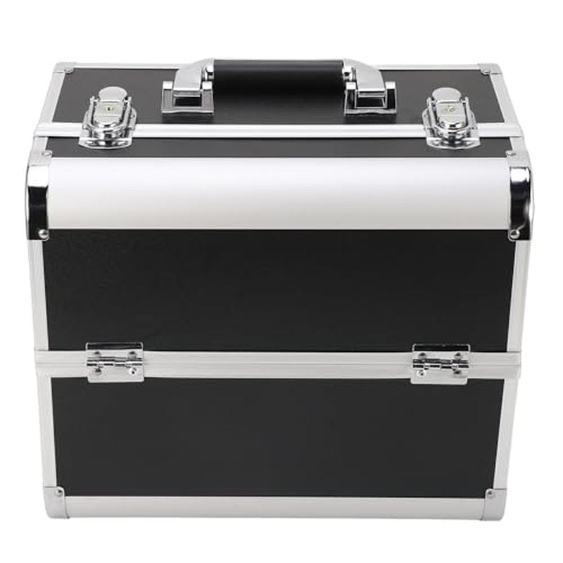 Portable Makeup Case Large Space Portable Multilayer Makeup Case, Novel Design Cosmetic Train Case for Artists, Family and Friends (Black)