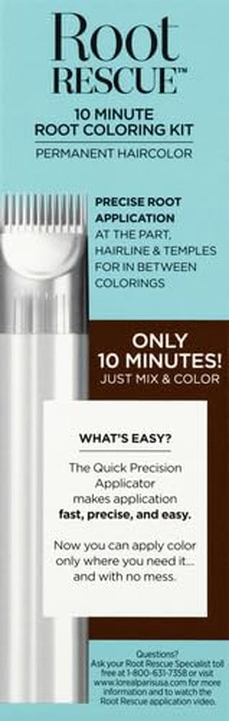 L'Oreal Paris Magic Root Rescue 10 Minute Root Hair Coloring Kit, Permanent Hair Color with Quick Precision Applicator, 100 percent Gray Coverage, 5 Medium Brown, 1 kit