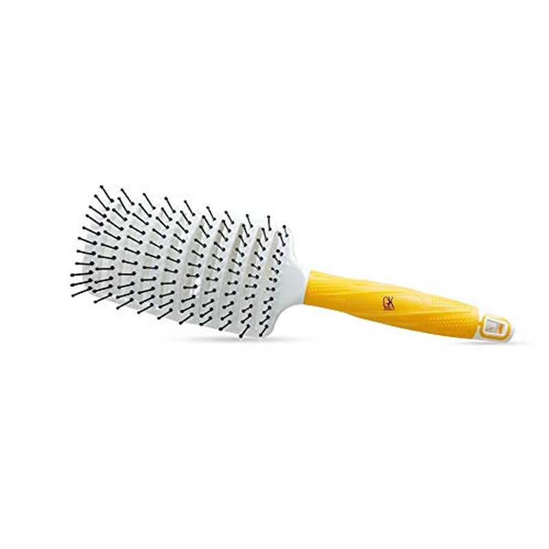 GK HAIR Global Keratin Professional Curved Vented Brush 2.5 Inch for Blow Drying Styling Detangling Vent Brush with Pin Bristles & Non Slip Grip for Long Curly Tangled Straight & Thick Hair - Unisex