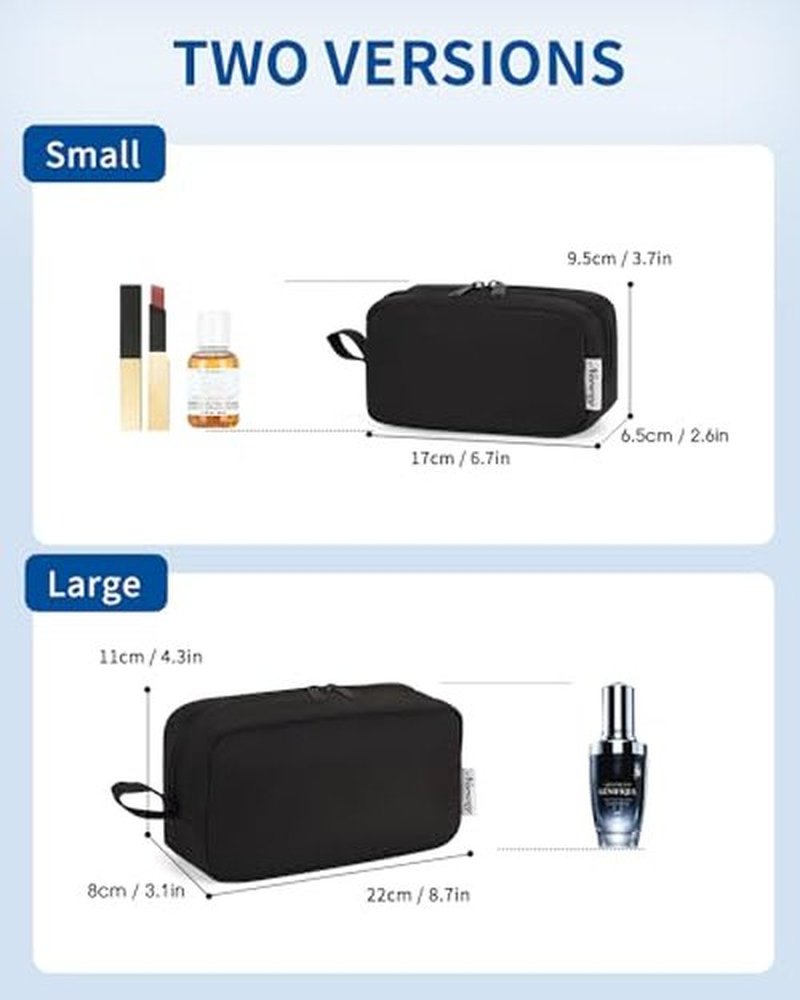 Narwey Small Makeup Bag for Purse Travel Makeup Pouch Mini Cosmetic Bag Zipper Pouch for Women (Dusty Rose Stripe, Small)