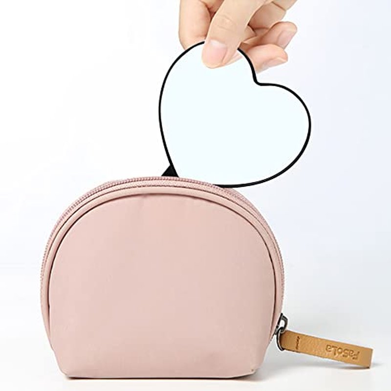 TBWHL Heart-Shaped Travel Handheld Mirror, Cosmetic Hand Mirror with Handle (Black, 1Pack)