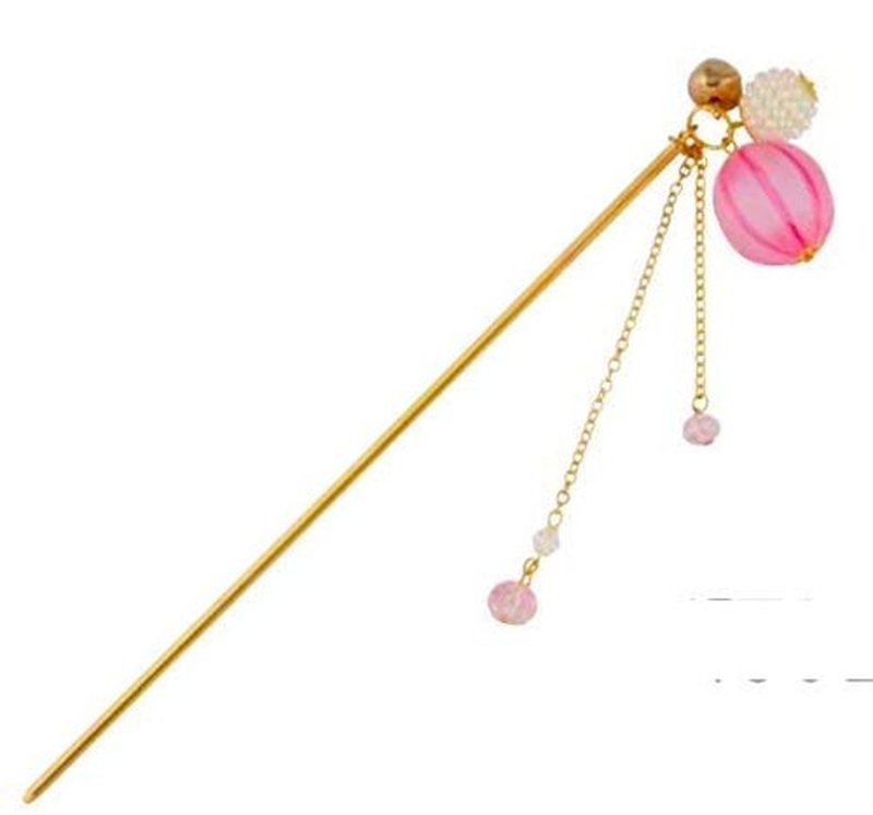 Hair Stick for Bun Kanzashi Metal Hair Pin, Japanese Style Hairpin Hair Chopsticks Hair accessory for women (Bubble ball/Pink)