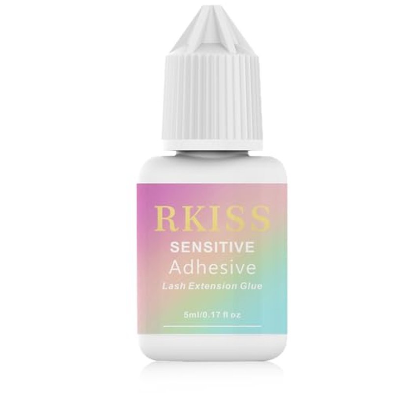 RKISSBEAUTY Cluster Lash Glue Individual Lash Glue for DIY or Professional Use 3 Weeks Long Lasting DIY or Salon (Black, 5ml)