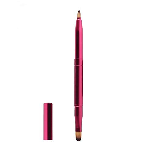 Exquisite Professional Lip Brush Applicators-Retractable Lipstick Brushes- Lipstick Gloss Makeup Brush Tool For Women and Girls (Two-Head-Rose Red)