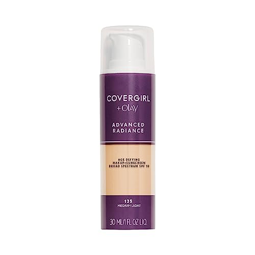 COVERGIRL Advanced Radiance Age Defying Foundation Makeup, Medium Light 135, 1 Ounce (packaging may vary)