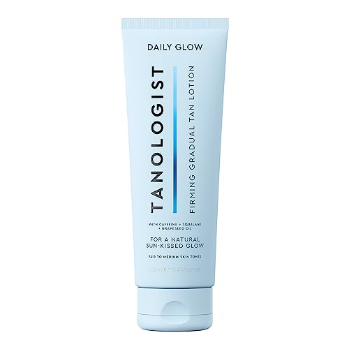Tanologist Firming Daily Glow - Fair/Medium - Toning & Firming Gradual Tan Lotion - Natural, Sun Kissed Glow - Daily Tanning Lotion with Caffeine, Squalane & Grapeseed Oil - 8.45 fl oz