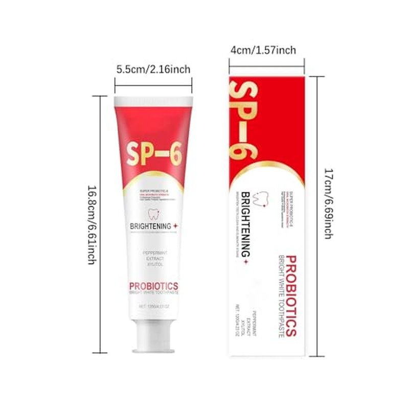 Sp6 Probiotic Toothpaste, Sp-6 Probiotic Toothpaste, Sp-6 Toothpaste, Sp6 Ultra Whitening Toothpaste, Sp-6 Toothpaste Oral Health Management, Fresh Breath(1pcs)
