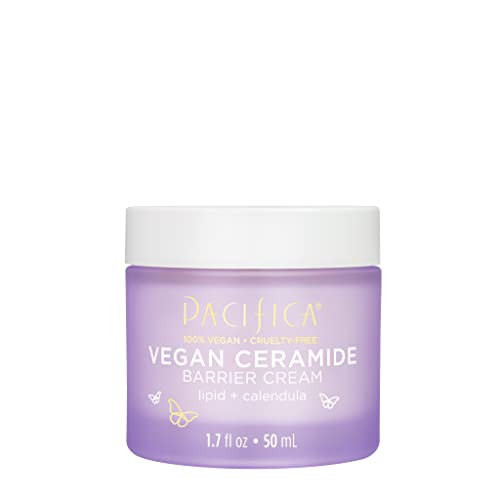 Pacifica Face Cream - Vegan Ceramide Barrier Cream w/Niacinamide & Shea Butter - Hydrating Daily Face Moisturizer Fragrance Free for Sensitive Skin, Vegan, Clean Beauty Allergy & Dermatologist Tested