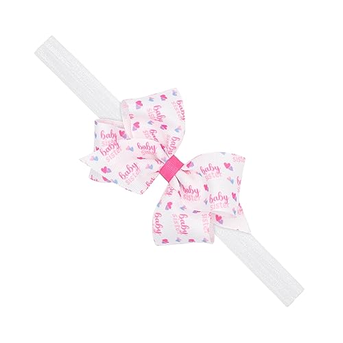 Wee Ones Girls' Big or Little Sister Printed Grosgrain Hair Bow on a WeeStay Hair Clip, King, Big