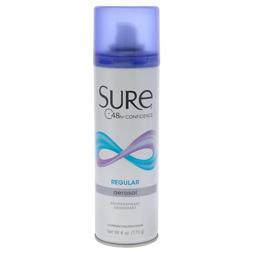Sure Regular Scent Aerosol Antiperspirant and Deodorant - 48-Hour Protection Deodorant for Men and Women - Fast Drying Spray Deodorant - 6 oz (pack of 3)