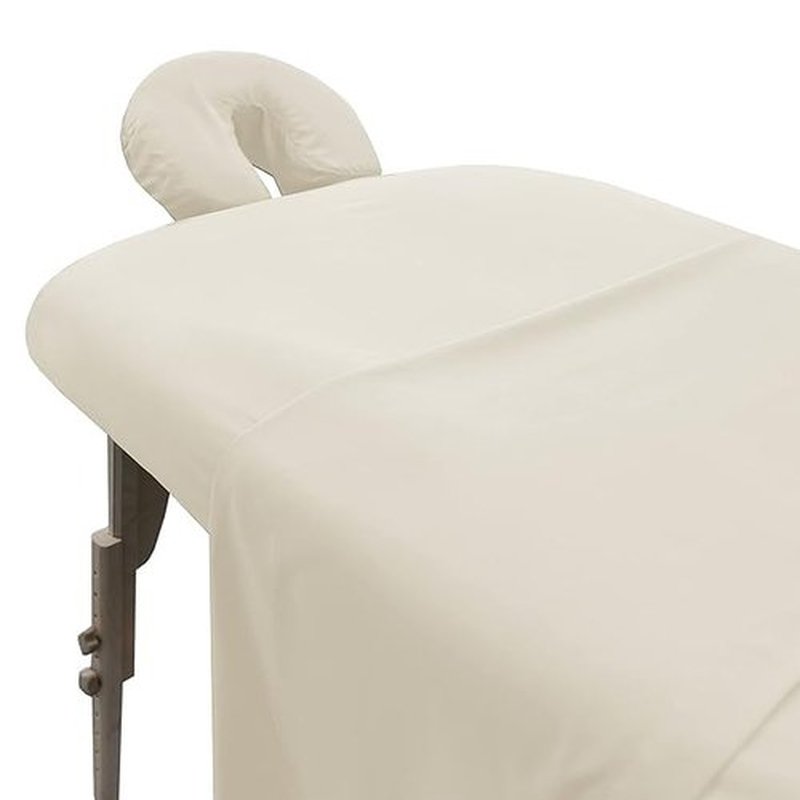 LONDON LINENS Soft Microfiber Massage Table Sheets Set 3 Piece Set - Includes Massage Table Cover, Massage Fitted Sheet, and Massage Face Rest Cover (Cream) Pack of 2