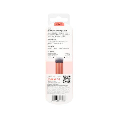 Real Techniques Bubble Blending Makeup Brush, Multipurpose Blending Brush For Liquid, Cream, & Powder Products, Unique Round Brush Head, Stocking Stuffer, Synthetic Bristles, Cruelty Free, 1 Count