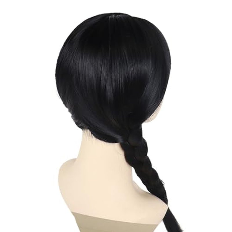 GNIMEGIL 23inch Long Black Braided Wigs for Women Cosplay Halloween Costume Small Petite Size Wig