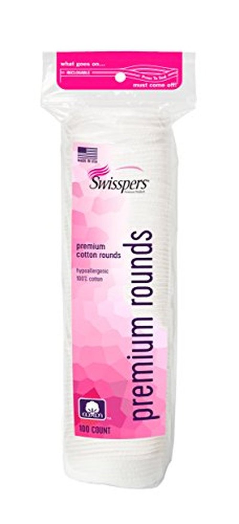 Swisspers Premium Cotton Rounds – 100 Count (Pack of 6) - 100% Pure Cotton - Soft, Absorbent, Hypoallergenic Pads for Makeup Removal, Skincare, Baby Care and Facial Cleansing - Lint Free