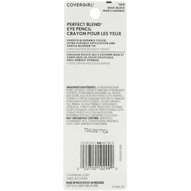 CoverGirl Perfect Blend Eye Pencil, Basic Black [100], 0.03 oz (Pack of 6)