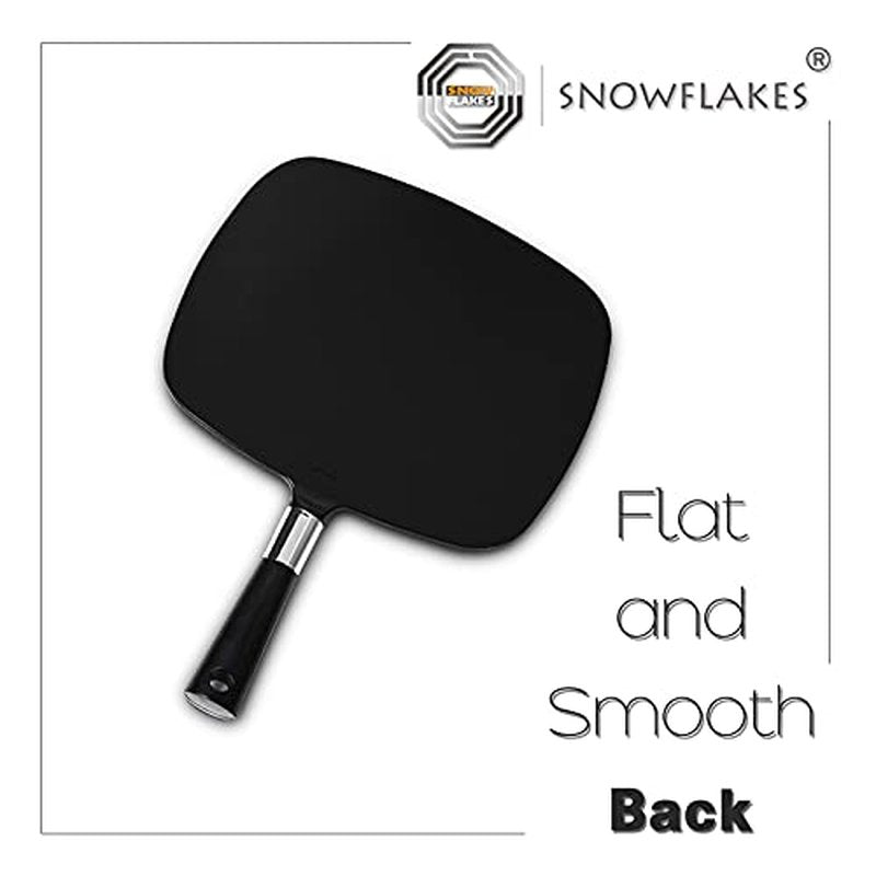 Snowflakes Hand Held Mirror, Large and Comfy Hand Mirror with Handle for Salon (Black)