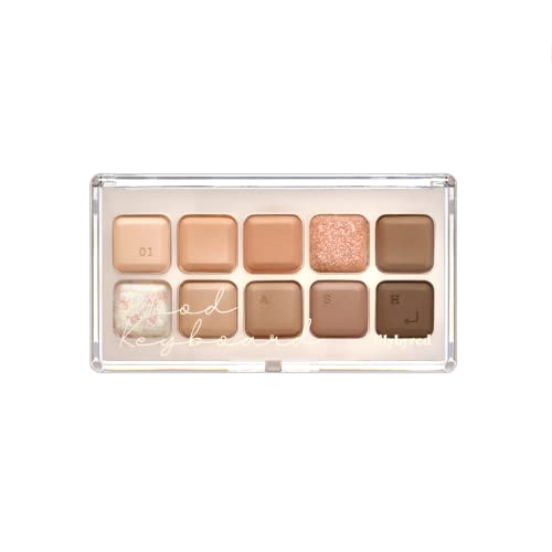 lilybyred Mood keyboard eyeshadow palette | Soft neutral ash color, Long-Wearing, glitter, Clear watercolor | Palette With Easy Color Matching For All | K-beauty (01#Ash Cinnamon)