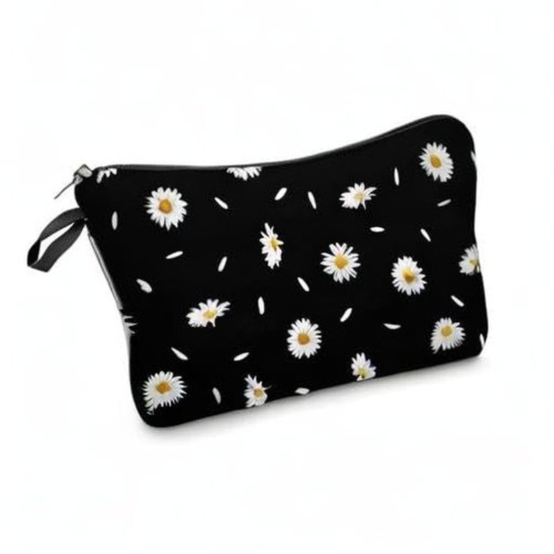 Deanfun Cosmetic Bag for Women, Durable Polyester Makeup Bag Organizer Travel Waterproof Roomy Accessories Daisy Purse Bag Gifts(52366)