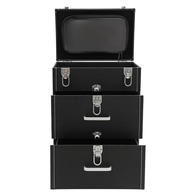 PalaUha Rolling Makeup Train Case Professional Cosmetic Organizer Trolley with Drawers Compartment Nail Case Wheeled Manicure Pedicure Storage Case for Hair Stylists Makeup Artists (Black & Silver C)