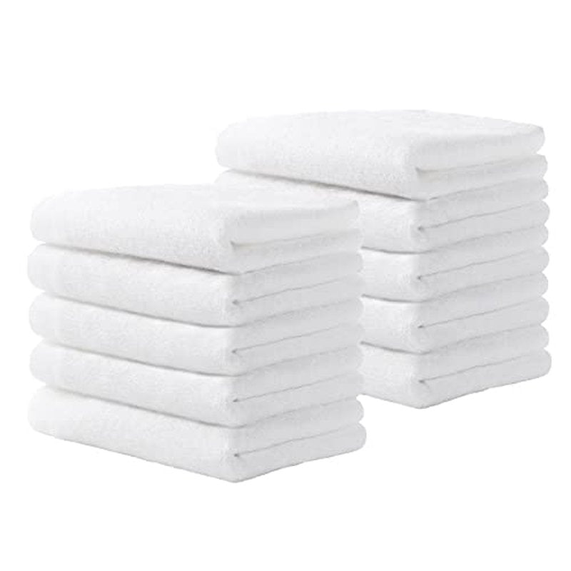 Yoofoss Luxury Washcloths Towel Set 10 Pack Baby Wash Cloth for Bathroom-Hotel-Spa-Kitchen Multi-Purpose Fingertip Towels & Face Cloths - White