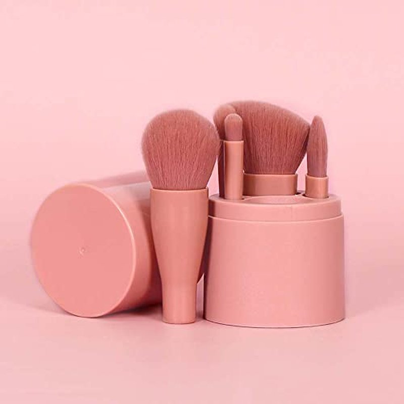 Easy-taken Travel Makeup Brush Set, COSHINE 5pcs Mini Complete Function Cosmetic Brushes Kit (5pcs with holder)