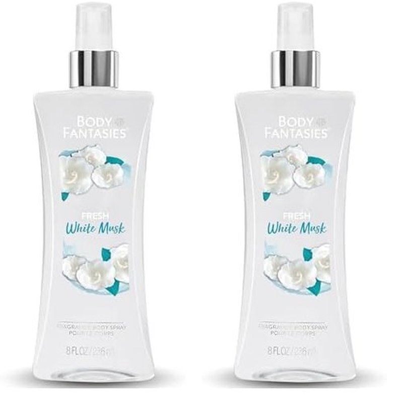 BODY FANTASIES SIGNATURE Fragrance Body Spray, Fresh White Musk, 8 Fluid Ounce (Pack of 2)