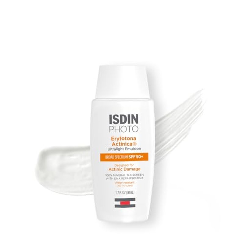 ISDIN Eryfotona Actinica Zinc Oxide and 100% Mineral Sunscreen Broad Spectrum SPF 50+, No White Cast, Suitable for Sensitive Skin, travel-size (1.7 Fl Oz)