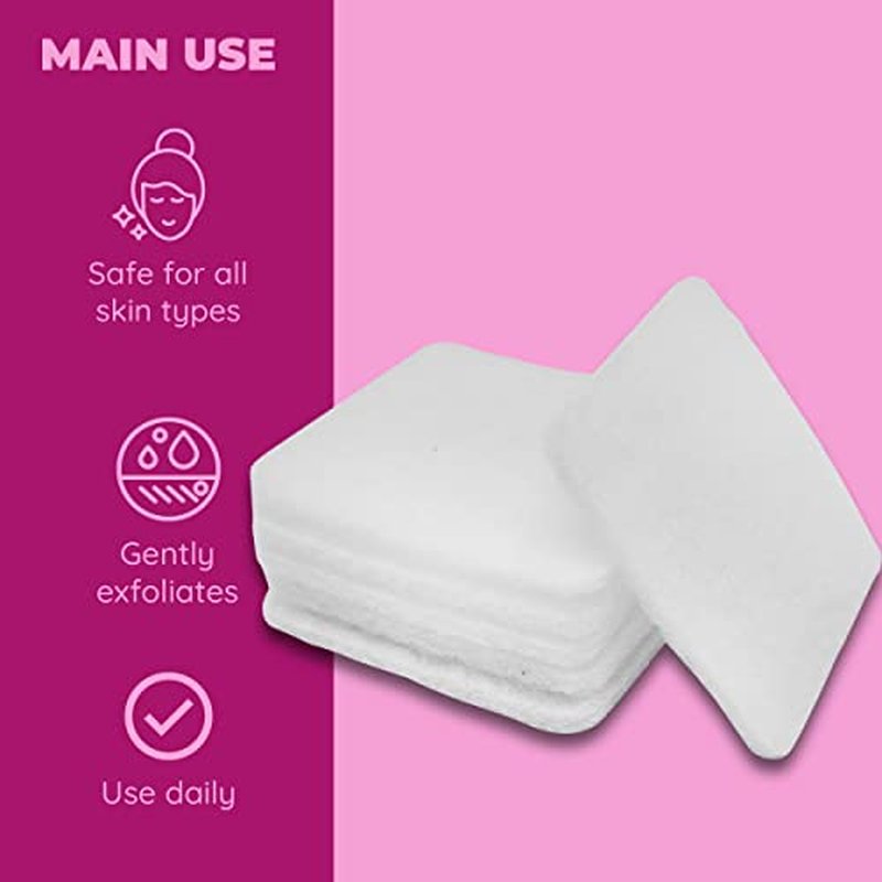 Jacent Mini Exfoliating Sponges: Square Facial Cleansing and Makeup Removal Pads, Suitable for All Skin Types, Multi-Purpose Exfoliating Sponges, Facial Sponges - 3 Pack