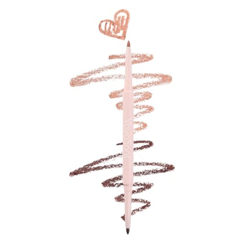 VavaSans Matte Lip Liner Mechanical Pencil Ultra-Blendable Brown and Nude Dual Ended Two Color Retractable Lipliner Pigmented Smooth Creamy Textured Waterproof Smudge Proof Long Lasting Makeup
