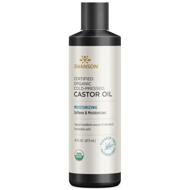 Swanson Certified 100% Organic Cold-Pressed Castor Oil 16 fl oz Liq