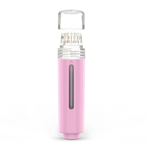 Titanium Derma Stamp Microneedle for Skin Care Face Lips Hair Scalp Derma Roller Alternative Beauty Tool Microneedling Serum Applicator Derma Stamp Pen (Pink)