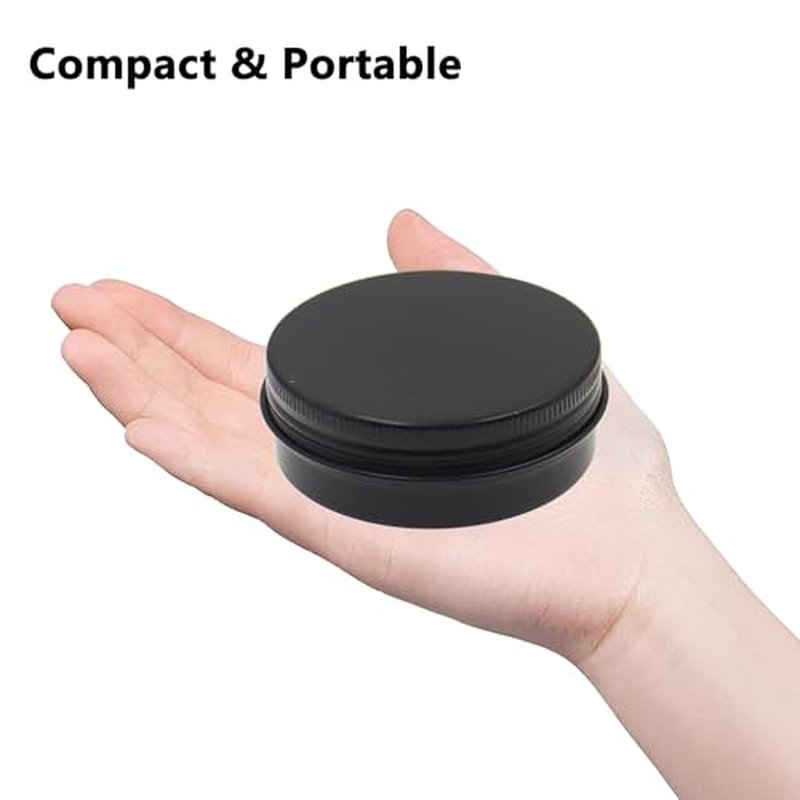 Aluminum Tin Jars Containers,ULIFESTAR Leak Proof Cosmetic Tin Jars Containers,Round Tin Cans with Lids,10PCS Black Cosmetic Sample Refillable Containers for Spice (1.41 ounces 57*23mm/2.24*0.9")