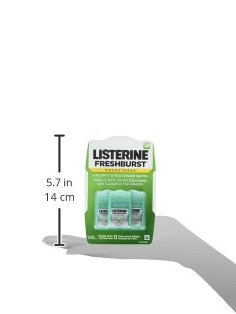 Listerine PocketPaks Breath Strips, Fresh Burst, 72 Count (Pack of 2)