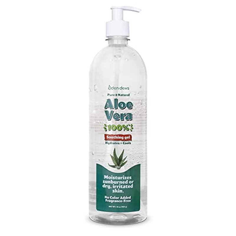 Eden Dews Organic Aloe Vera Gel 100% Pure & Natural Gel, Moisturizing, Face Skin & Hair Care, Sun Burn Relief, Hydrating & Soothing for Dry Skin Acne Razor Bumps, Made in USA, 32 oz, 2-Pack