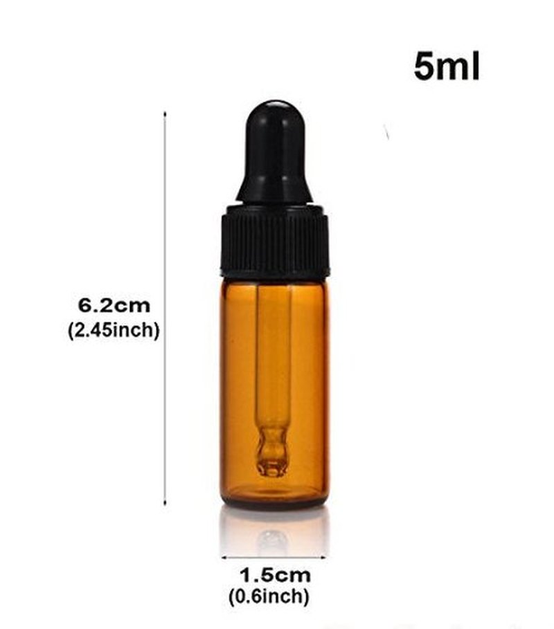 Simple-e 10pcs 5ml 1/6oz Amber Mini Glass Bottle Amber Sample Vial Small Essential Oil Bottle with Glass Eye Dropper + 1pc Glass Clean Cloth + 1pc 3ml dropper (10)