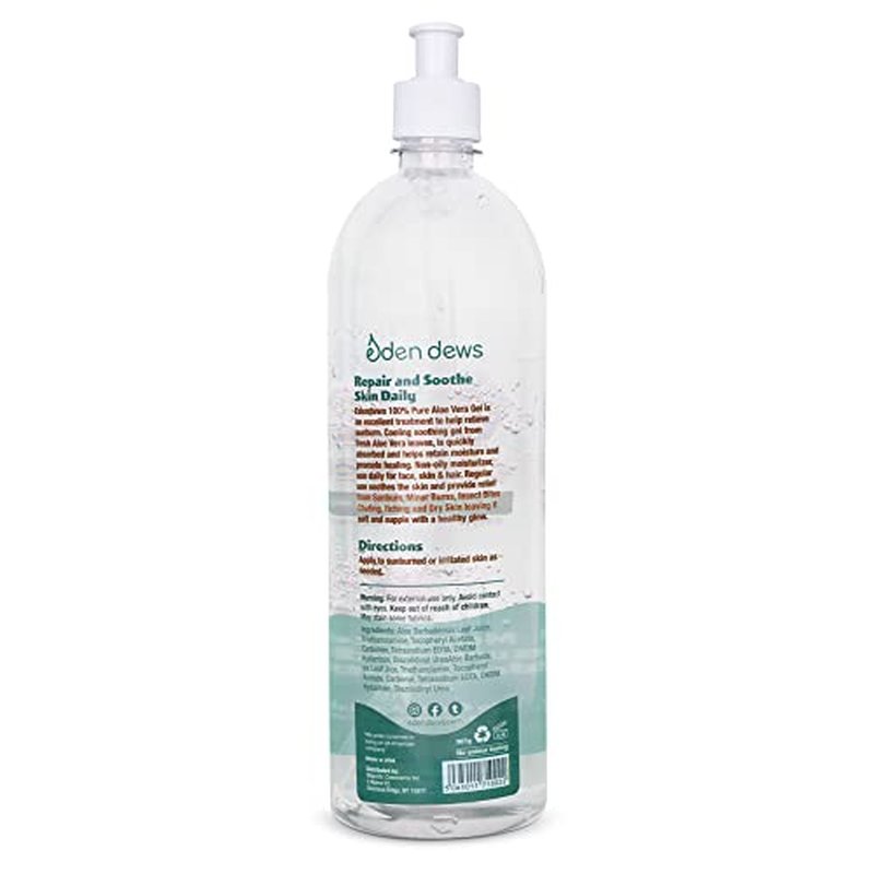 Eden Dews Organic Aloe Vera Gel 100% Pure & Natural Gel, Moisturizing, Face Skin & Hair Care, Sun Burn Relief, Hydrating & Soothing for Dry Skin Acne Razor Bumps, Made in USA, 32 oz, 2-Pack