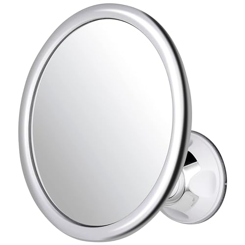 MIRRORVANA Hangable Round Fogless Shower Shaving Mirror with 360° Swivel Rotatable Hook for Hanging and Bonus Anti-Fog Spray - Anti Fog and Shatterproof Surface, 6.7" Diameter