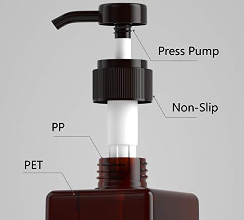2PCS 250ML/8.4oz Amber Square Pump Bottle Empty Plastic Lotion Dispenser Toiletries Storage Containers Refillable Pump Bottles for Dispensing Lotions Shampoos