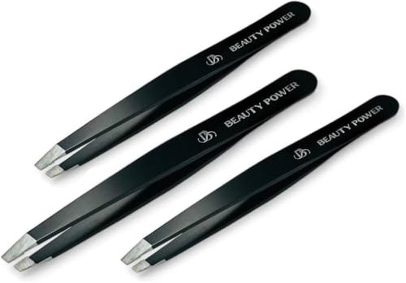 Beauty Power Professional Tweezers - Slant, Durable Lightweight German Stainless Steel, Ultra Precision Tweezers for Eyebrows, Facial Hair, Chin, and Ingrown Hair Removal (Pink)