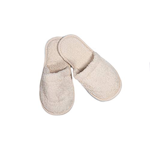 Eco Bath London Natural Toweling Slippers - Luxury 100% Organic Cotton, Ultra Soft, Machine Washable Indoor Slippers for Bath and Home S Size UK(4-5) US(6-7)