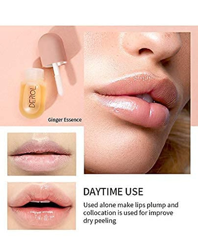 Lip Plumper Set - Natural Lip Care & Enhancer for Softer, Fuller Lips | Day & Night Serum, Lip Mask & Gloss