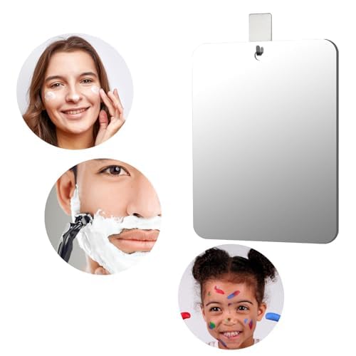Unbreakable Shower Mirror for Shower,10.8x7 Inch Large and Portable Shower Mirror for Men with Adhesive Locker Mount, Ideal for Camping and Traveling, NOT Anti Fog Free Suction