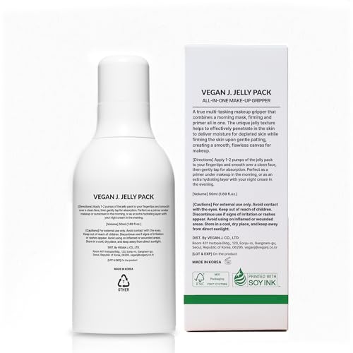 Vegan J Jelly Pack Multi-Use Primer Gel | Niacinamide, Firming, Hydrating | Vegan K-Beauty | Pore-Perfecting, Lifting & Smoothing | Makeup-Ready Skincare (50ml)